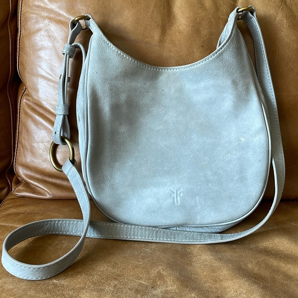 Frye Gray Leather Crossbody Bag